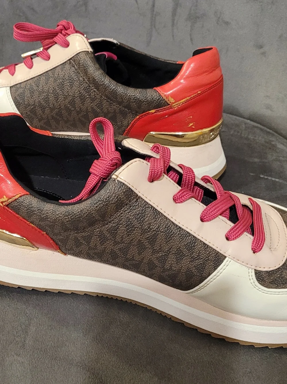 Michael Kors Pink Trim Logo-Print Women's Sneakers